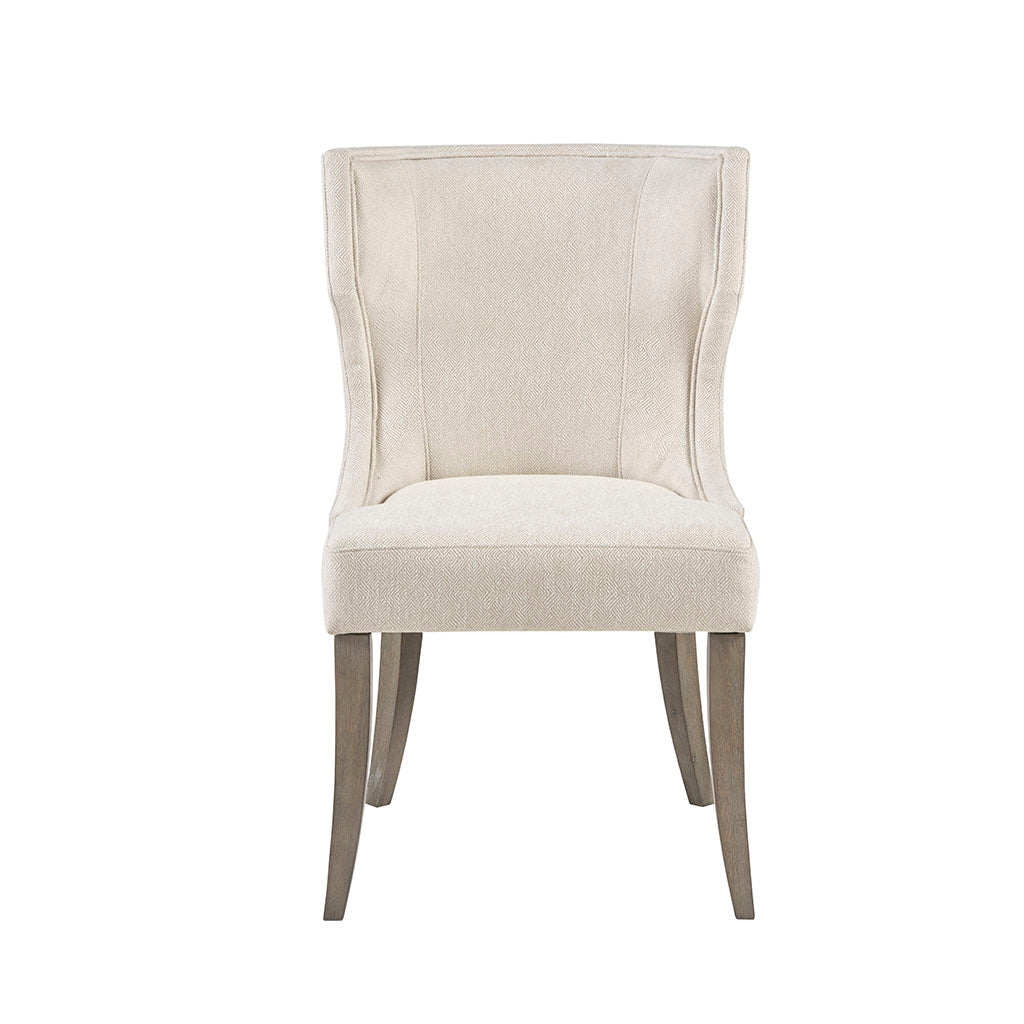 Upholstered Wingback Dining Chair Cream Polyester