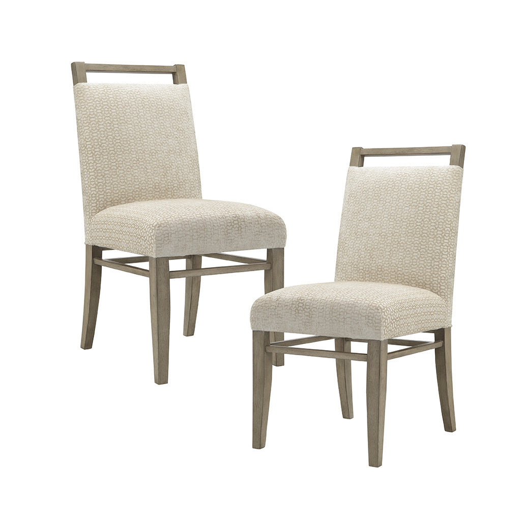 Dining Chair Set Of 2 Cream Polyester