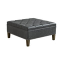 Tufted Square Cocktail Ottoman Charcoal Polyester