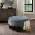 Miller Round Storage Ottoman Denim Brown Polyester