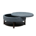 Miller Round Storage Ottoman Denim Brown Polyester