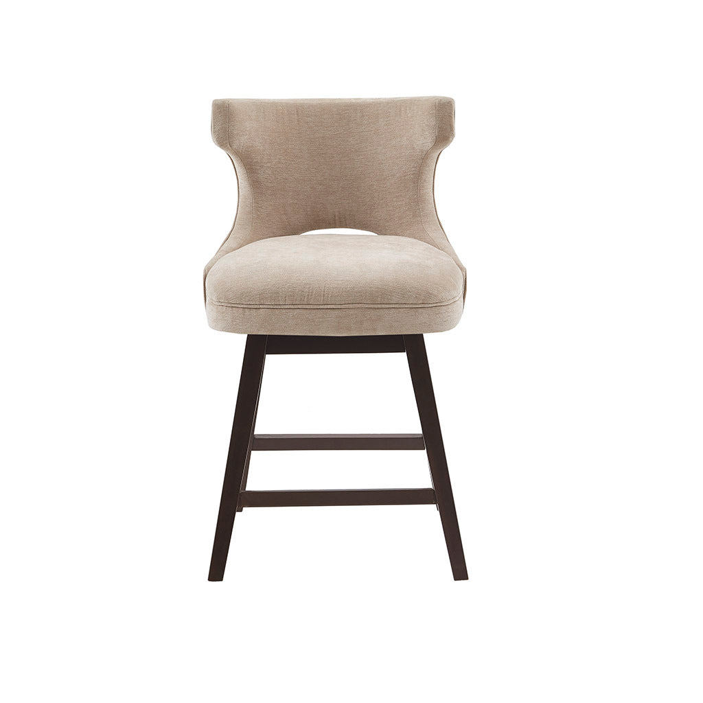 25.75" Swivel Counter Stool Beige Polyester