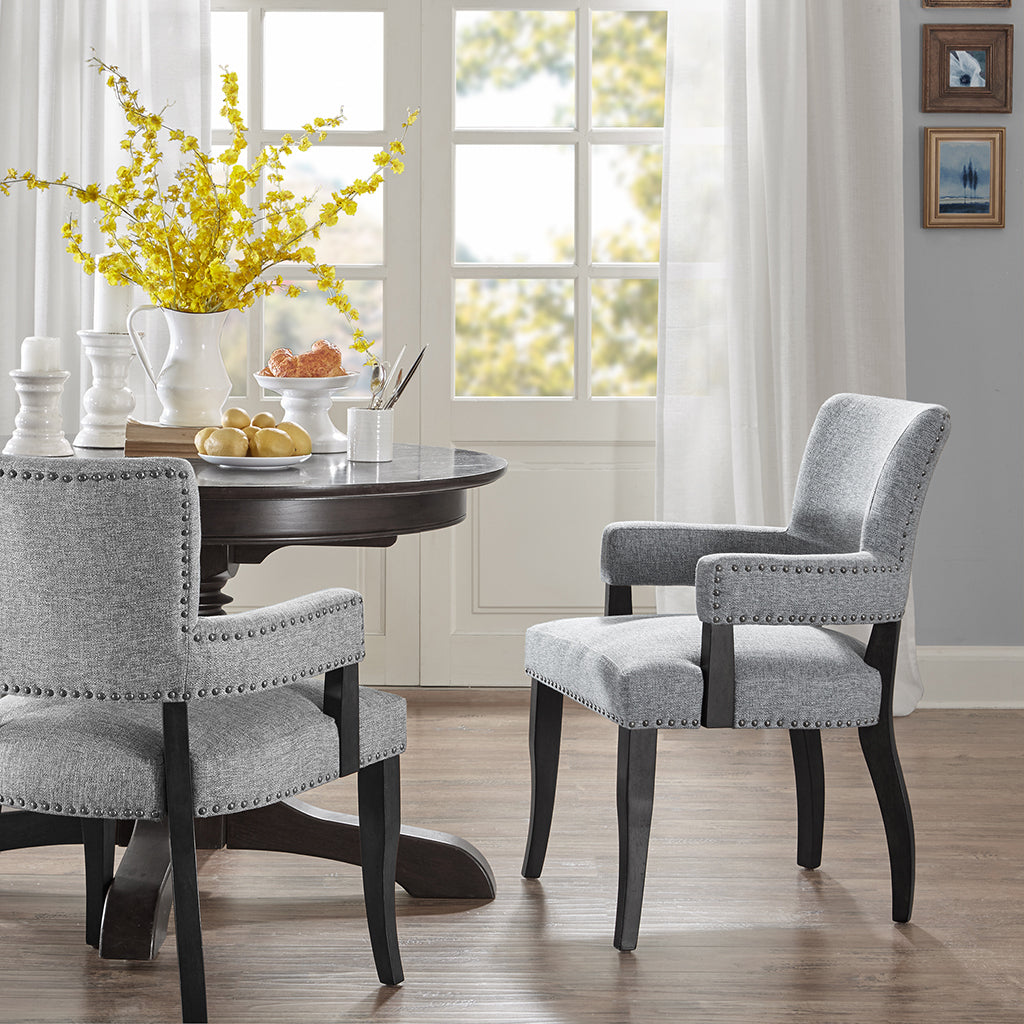 Dawson Arm Dining Chair Grey Polyester