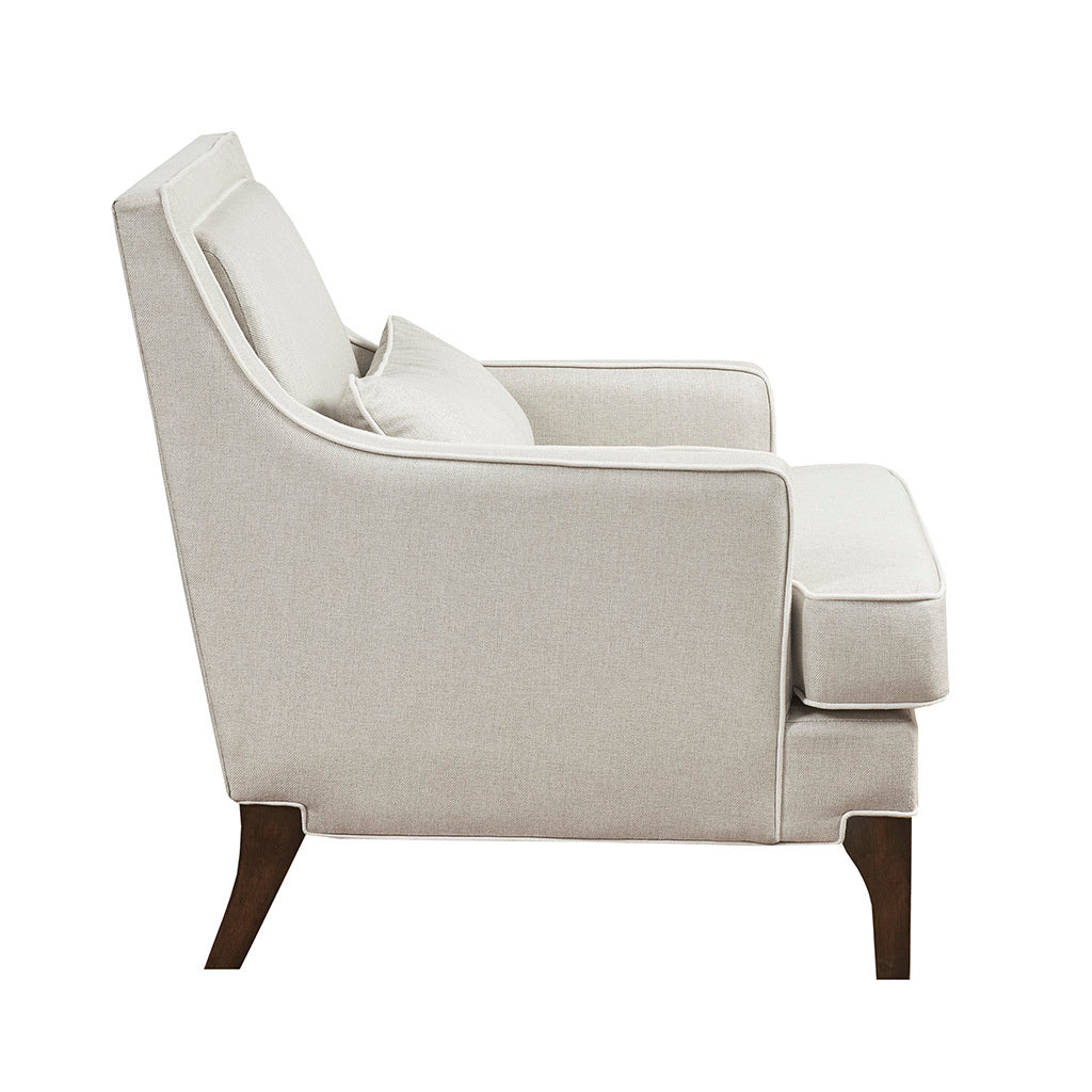 Arm Chair Cream Dark Brown Polyester