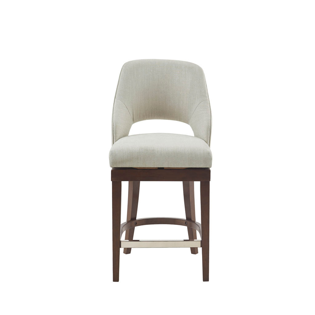 Counter Stool With Swivel Seat Cream Polyester