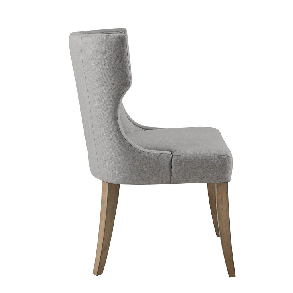 Upholstered Wingback Dining Chair Light Grey Polyester