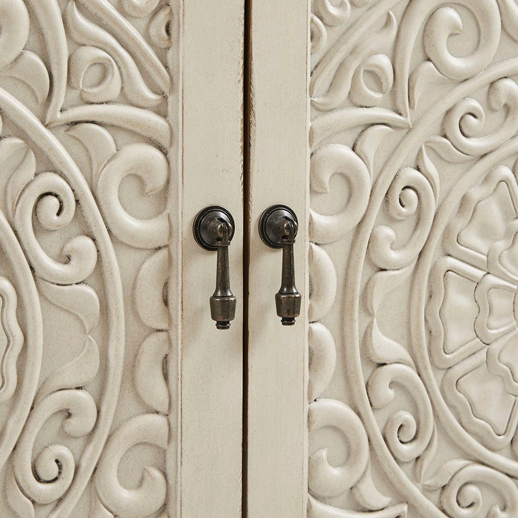 Accent Chest Reclaimed Walnut Antique Cream Wood