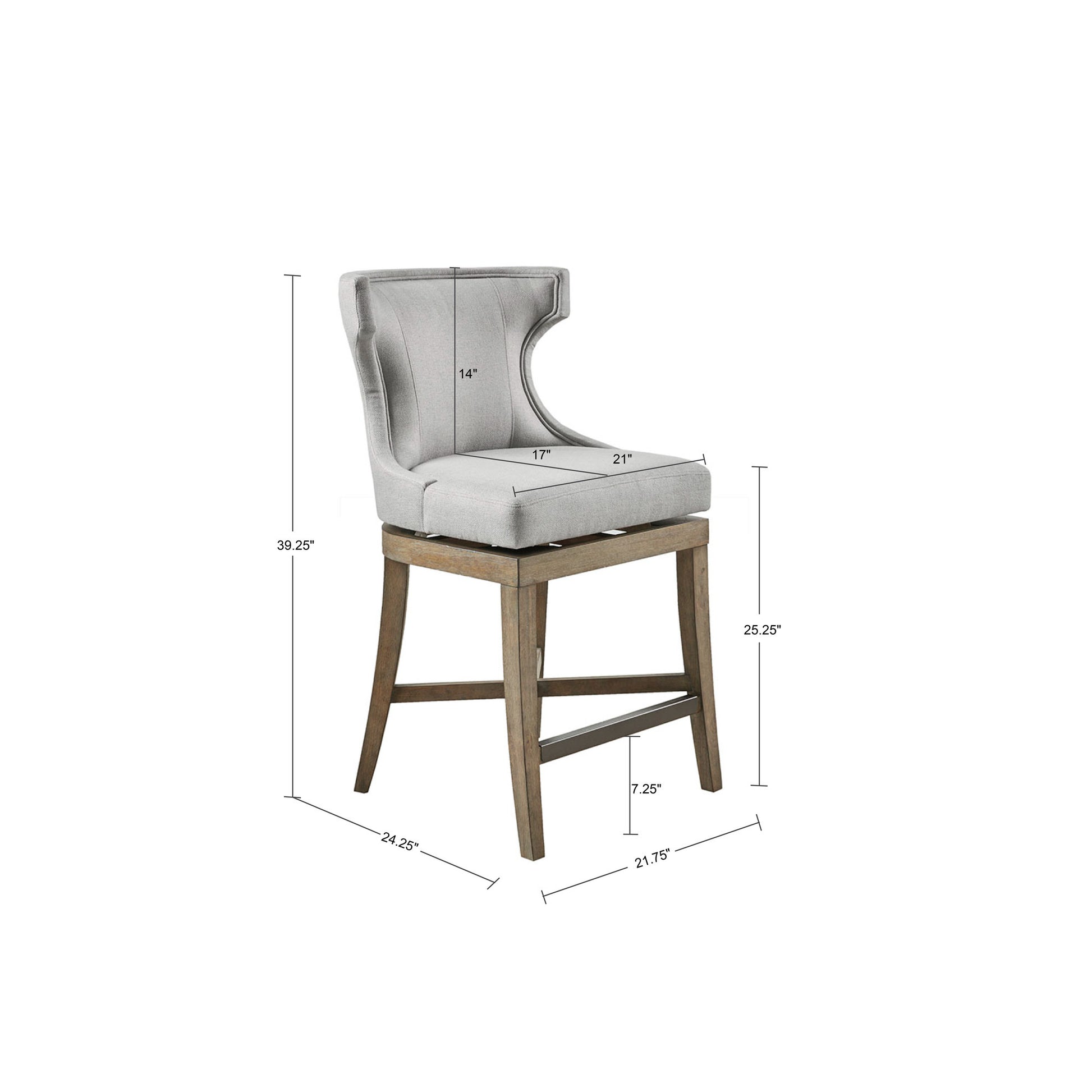 Counter Stool With Swivel Seat Light Grey Polyester