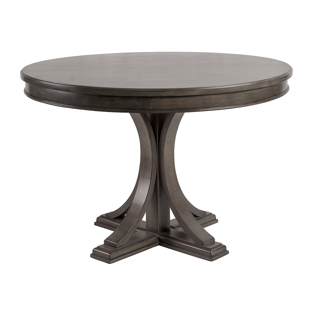 44" Round Dining Table, Solid Wood Finish Classic Design For Dining Room, Grey Grey Solid Wood