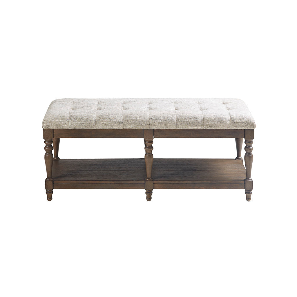 Tufted Accent Bench with Shelf