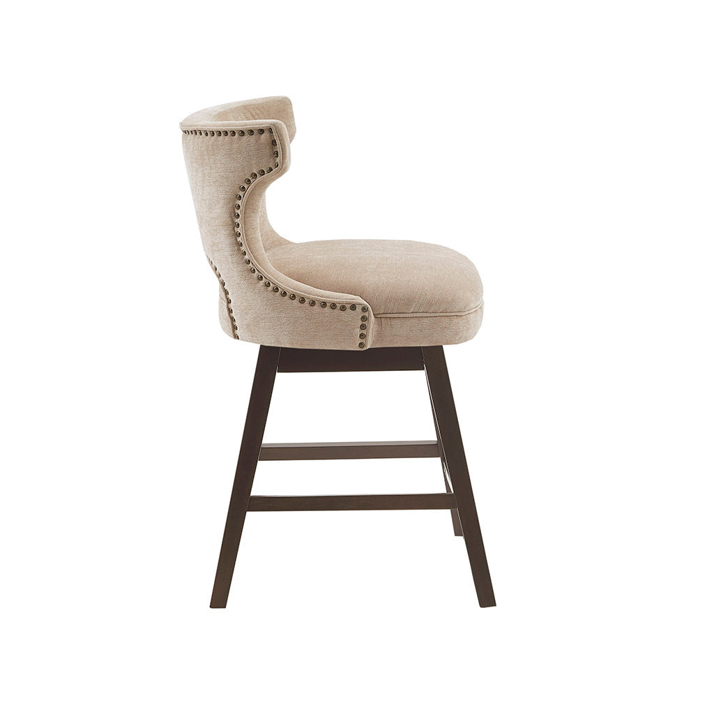 25.75" Swivel Counter Stool Beige Polyester