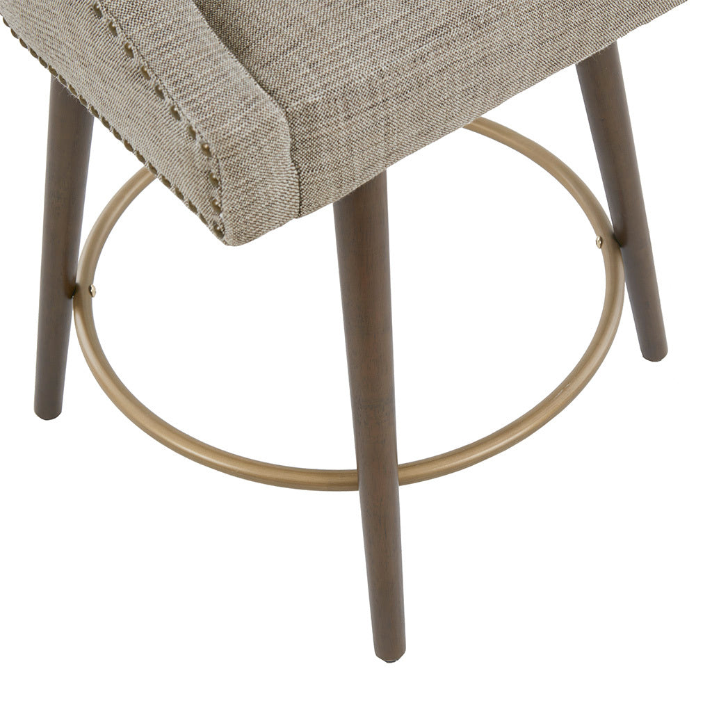 Swivel Counter Stool Beige Multi Polyester