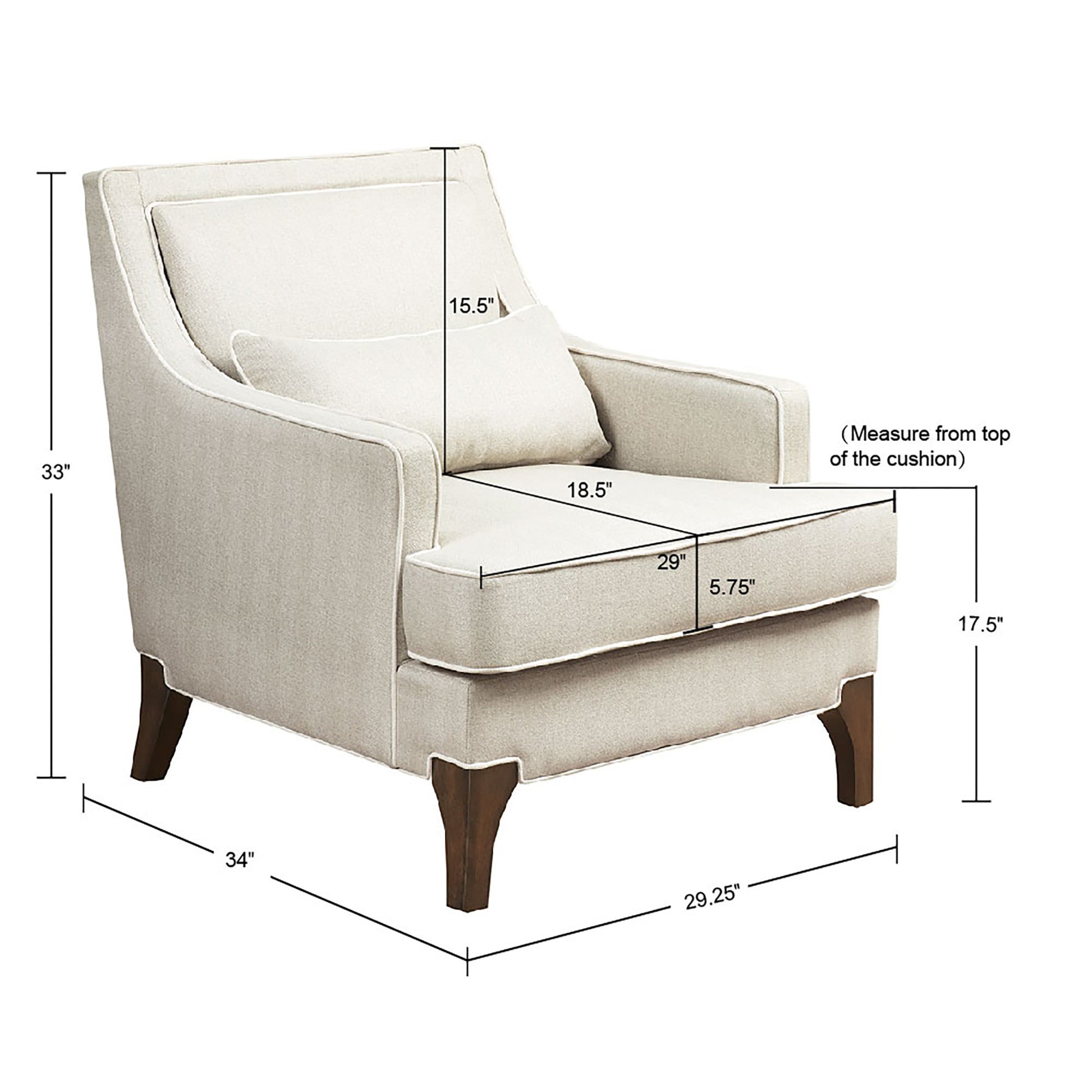 Arm Chair Cream Dark Brown Polyester