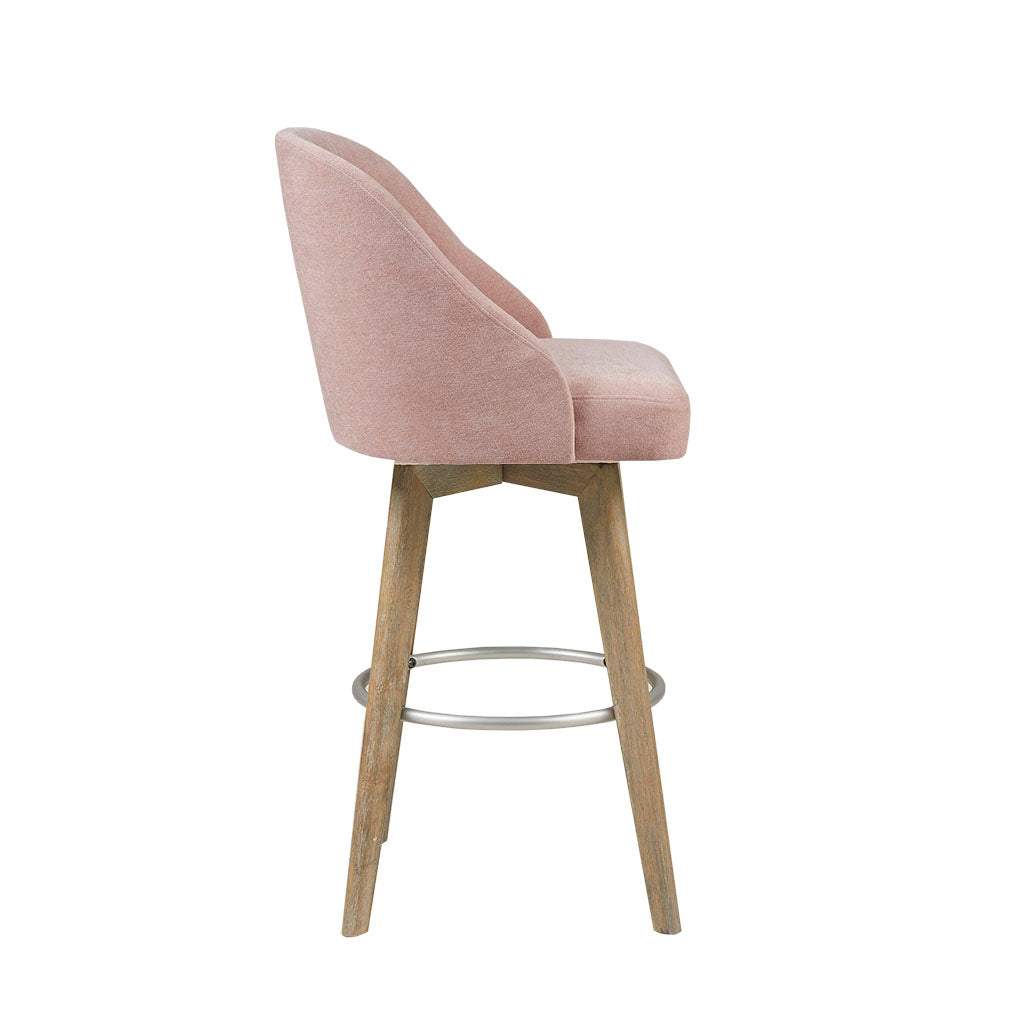 Counter Stool With Swivel Seat Pink Polyester