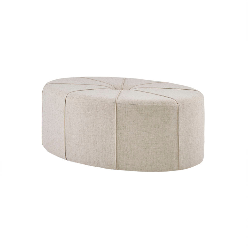 48" Ottoman,Polyester Fabric Large Cocktail Ottoman Modern Style For Living Room, Cream Cream Solid Wood