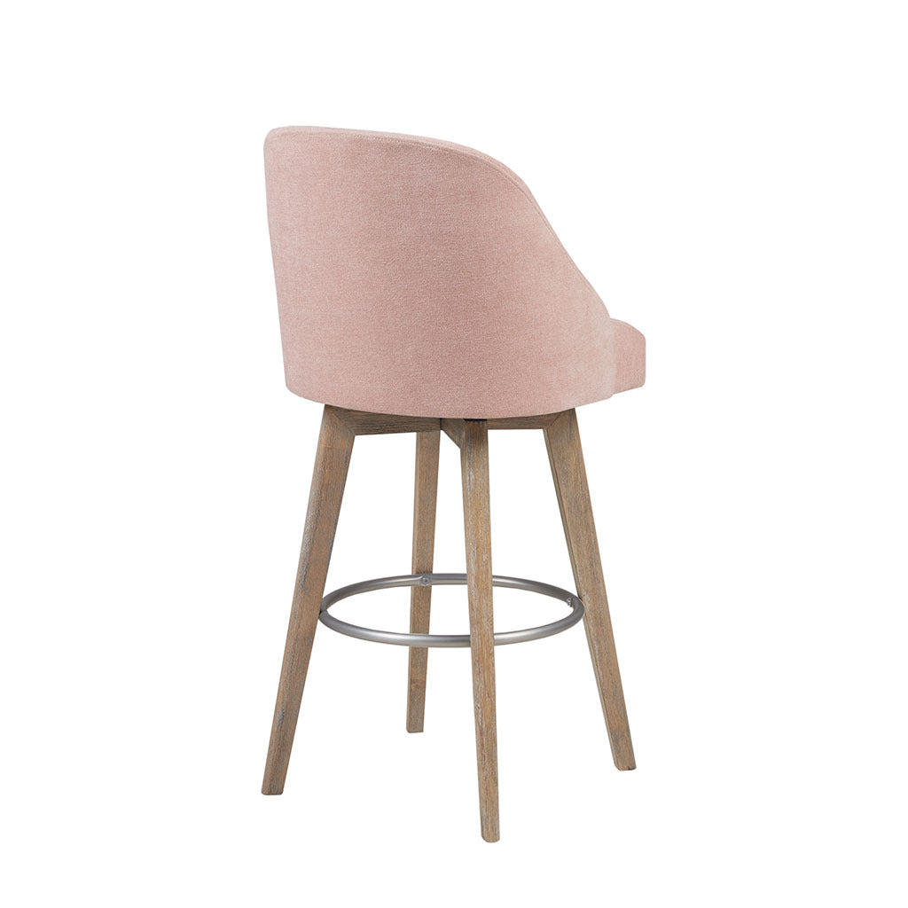 Bar Stool With Swivel Seat Pink Polyester