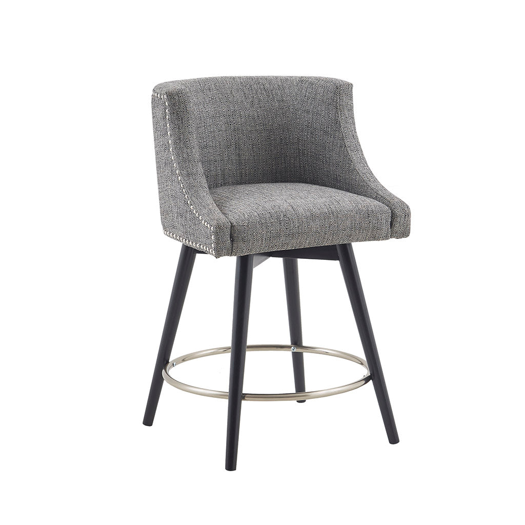 Swivel Counter Stool Grey Polyester