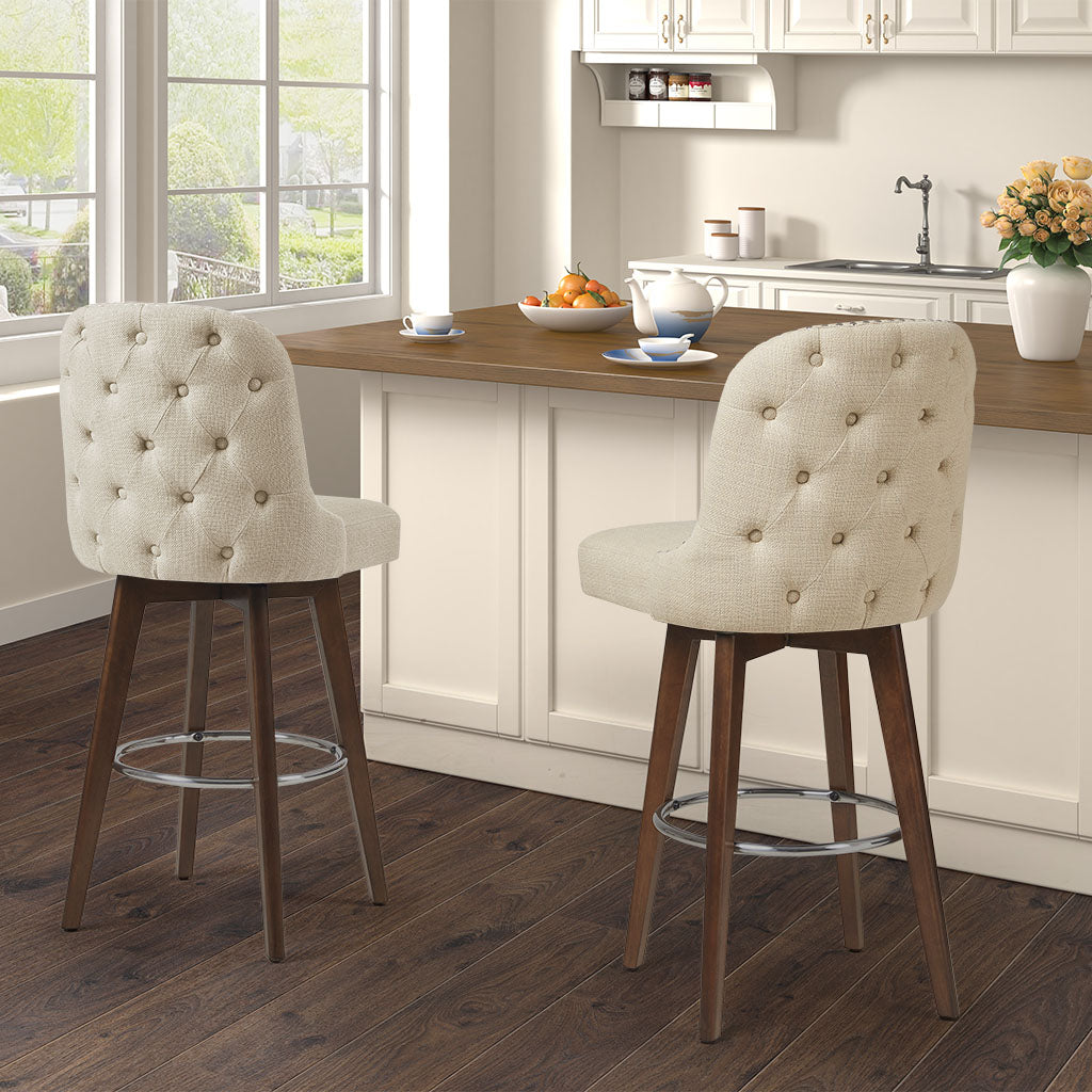 Counter Stool With Swivel Seat Natural Polyester