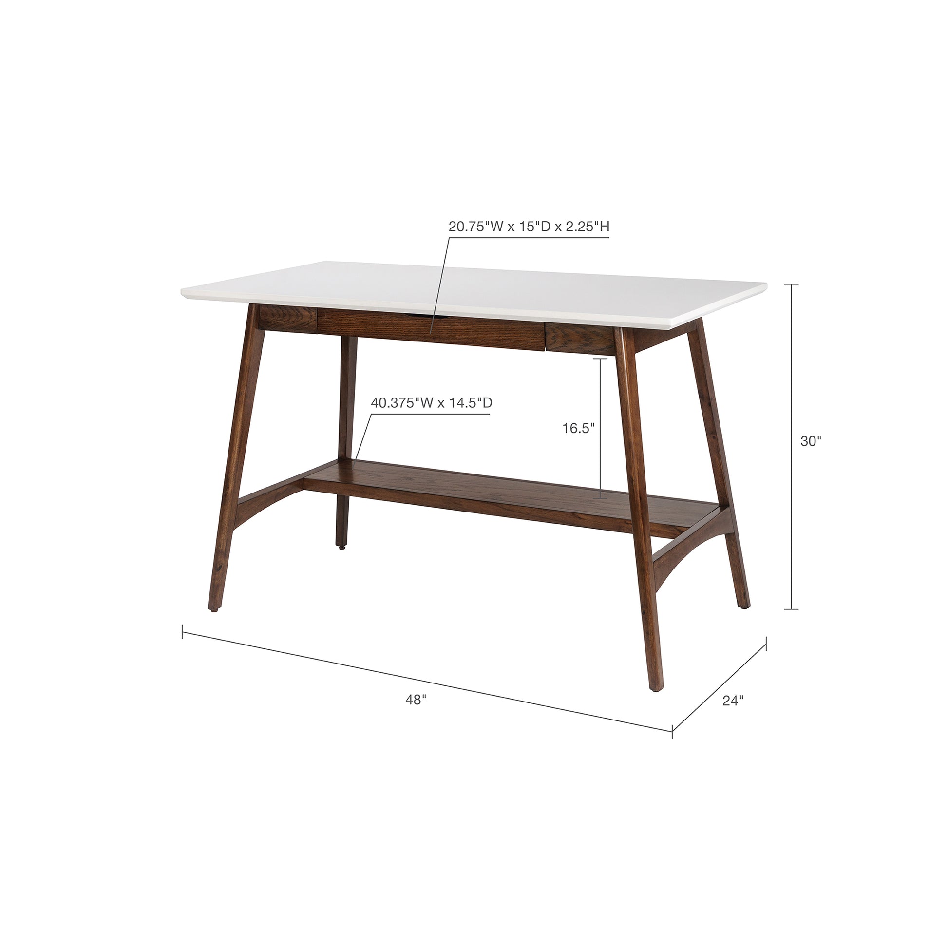 Parker Desk Off White Pecan Wood