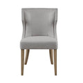 Upholstered Wingback Dining Chair Light Grey Polyester