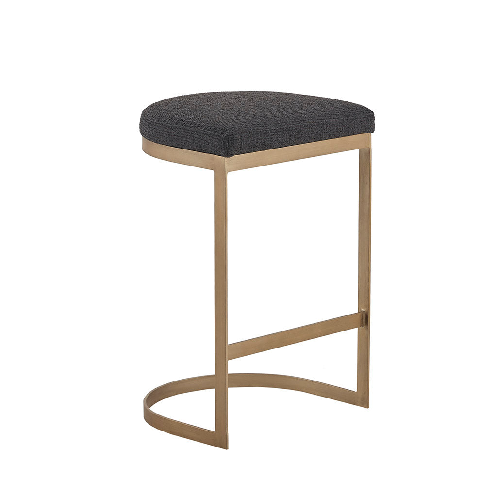 Counter Stool Charcoal Antique Gold Polyester