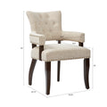 Dining Arm Chair Set Of 2 Cream Polyester