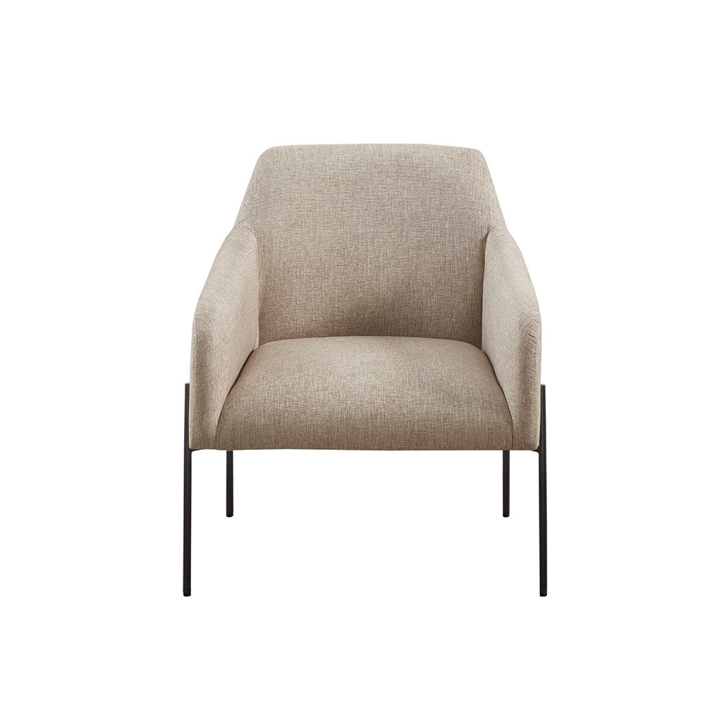 Metal Leg Accent Chair Beige Polyester