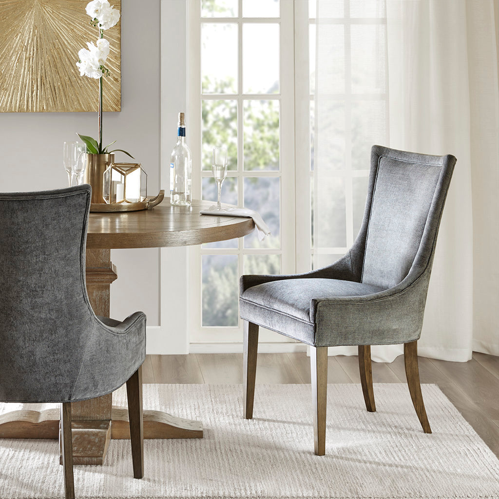 Dining Side Chair Set Of 2 Dark Gray Polyester