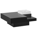 Modern Minimalist Design 31.5*31.5In Square Coffee Table With Detachable Tray And Plug In 16 Color Led Strip Lights Remote Control For Living Room Old Sku: Wf291303Aab Black Mdf