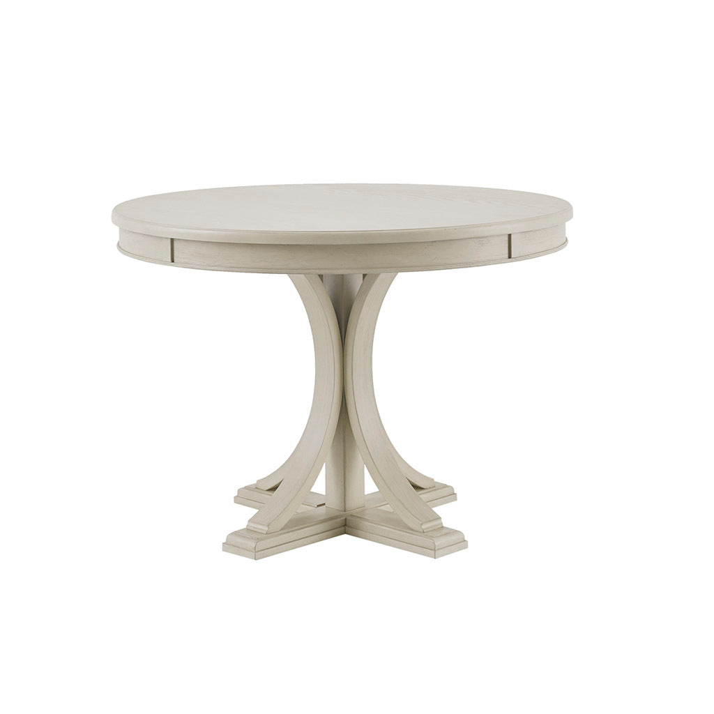 44" Round Dining Table, Solid Wood Finish Classic Design For Dining Room, Antique Cream Cream Solid Wood