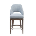 Counter Stool With Swivel Seat Blue Upholstered