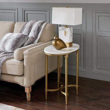 Bordeaux End Table White Gold Marble