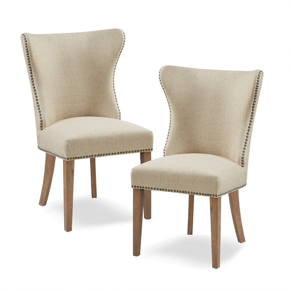 Dining Side Chair Set Of 2 Cream Polyester