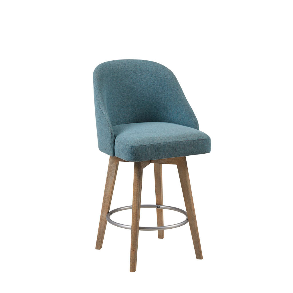 Counter Stool With Swivel Seat Blue Polyester