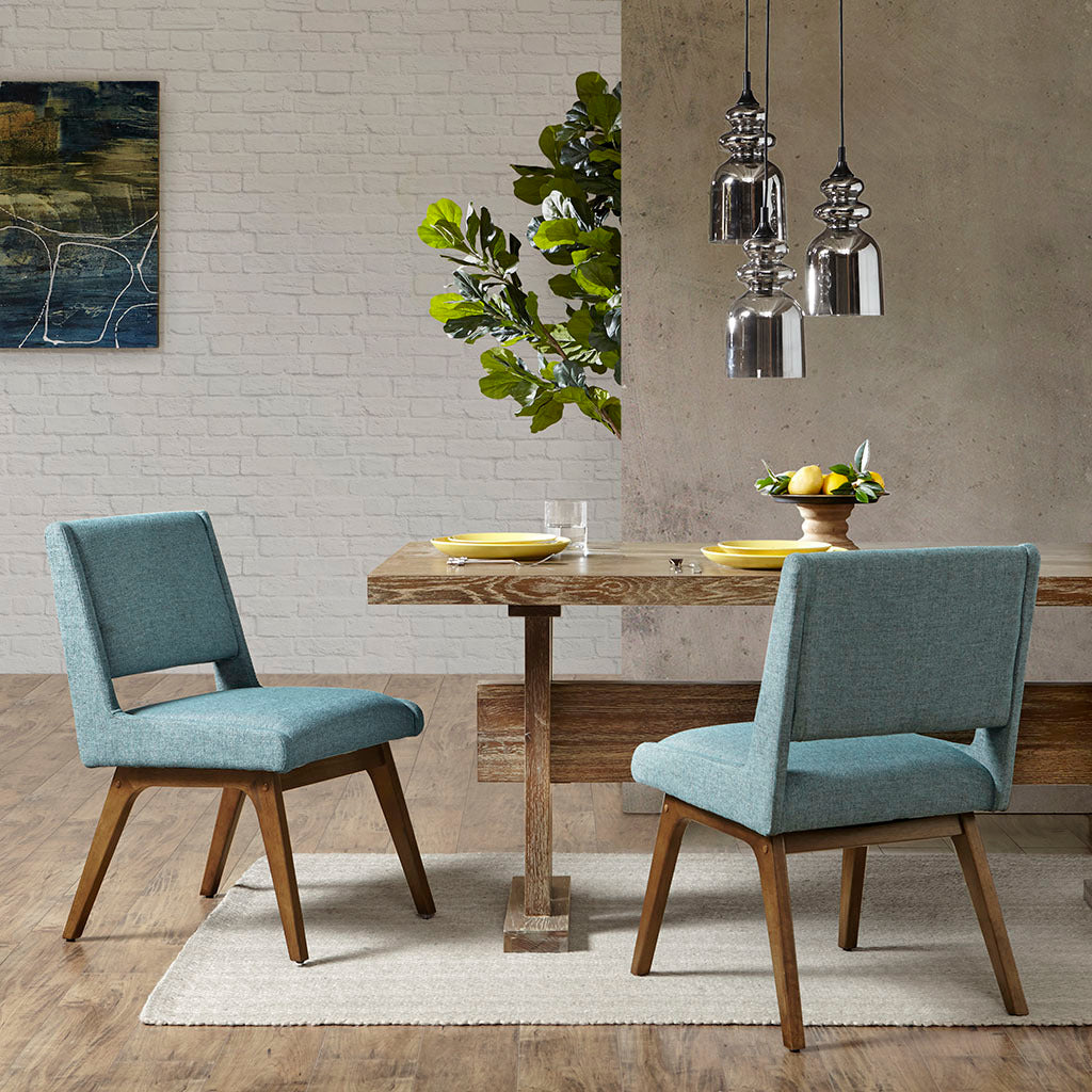 Dining Chair Set Of 2 Blue Polyester