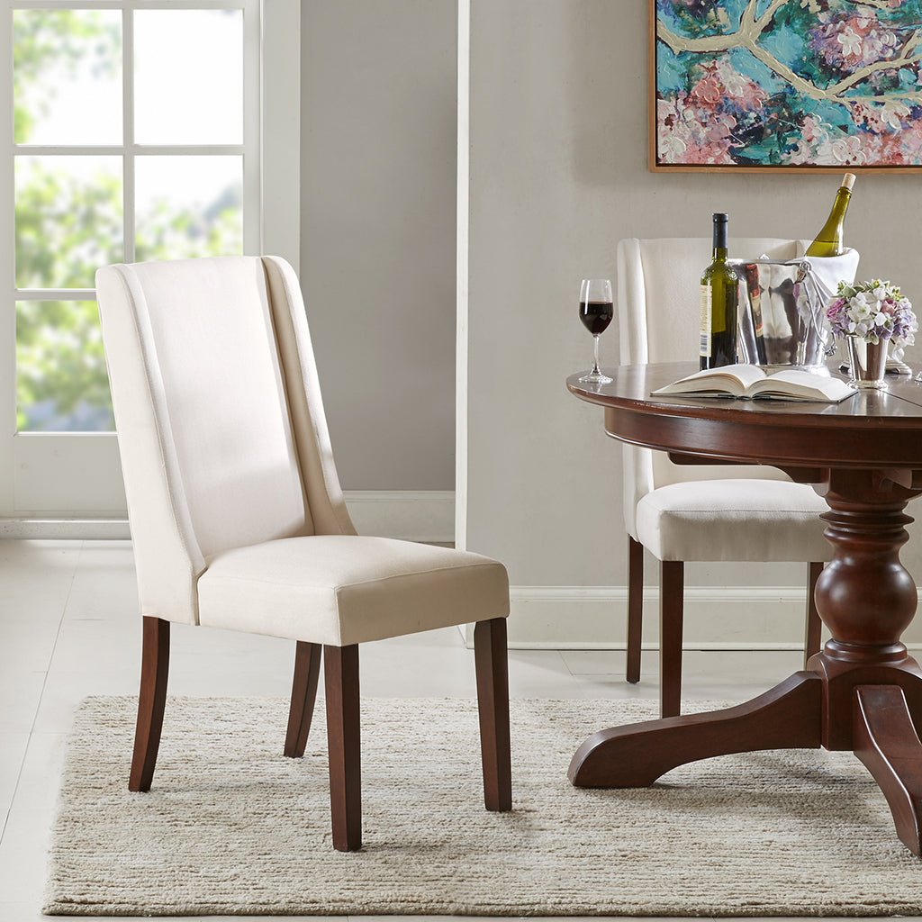 Brody Wing Dining Chair Set Of 2 Cream Polyester