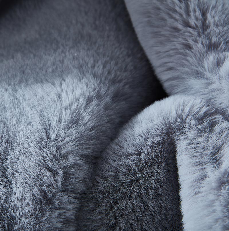 Cassilda Luxury Chinchilla Faux Fur Throw Blanket 50" X 60" Grey Polyester