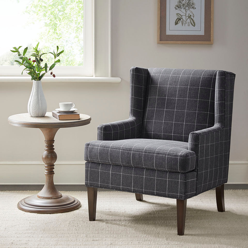 Decker Accent Chair Charcoal Grey Solid Wood