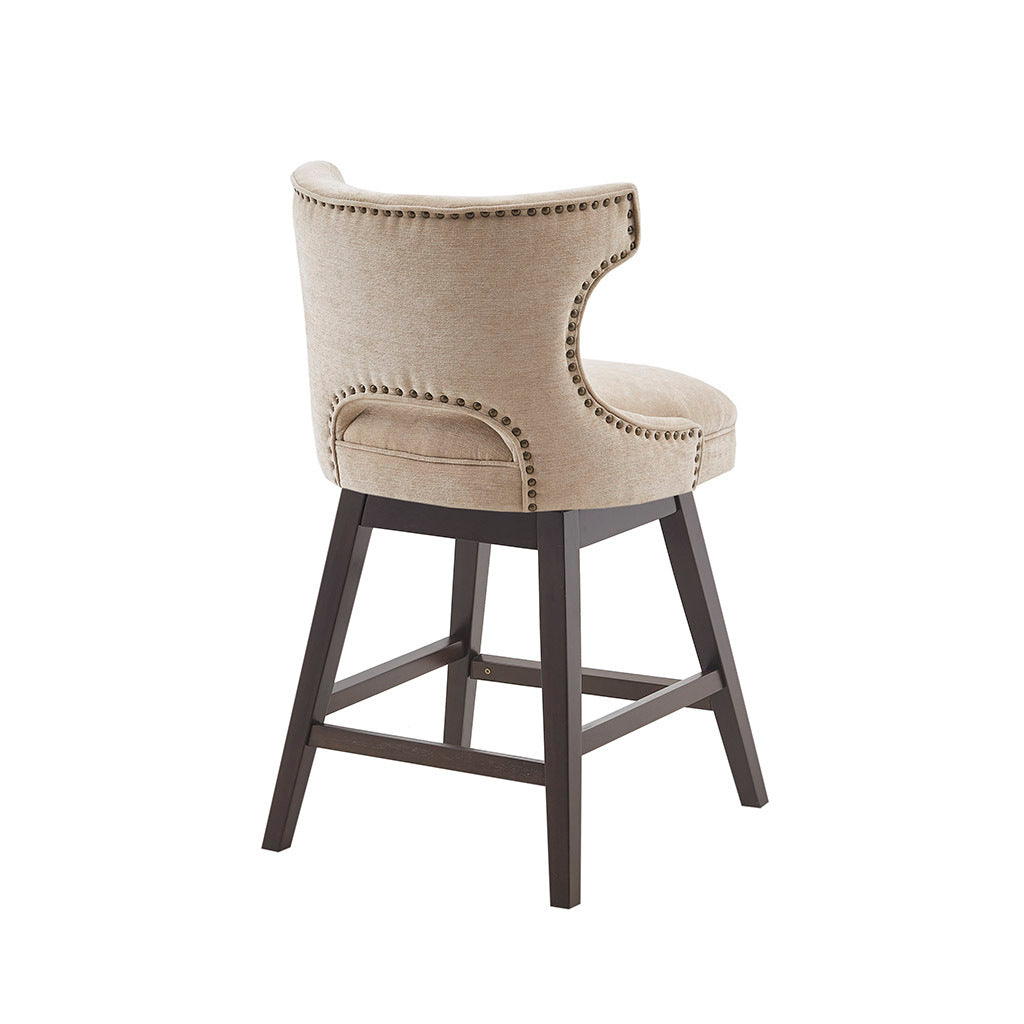 25.75" Swivel Counter Stool Beige Polyester