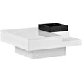 Modern Minimalist Design 31.5*31.5In Square Coffee Table With Detachable Tray And Plug In 16 Color Led Strip Lights Remote Control For Living Room Old Sku: Wf291303Aak White Mdf