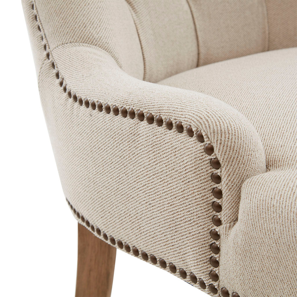 Button Tufted Captain Accent Chair Cream Polyester