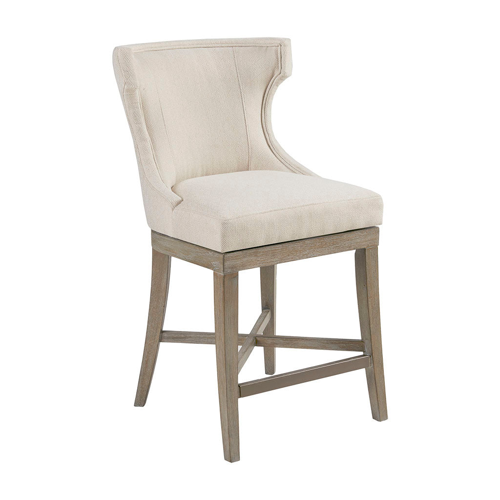 Counter Stool With Swivel Seat Cream Polyester