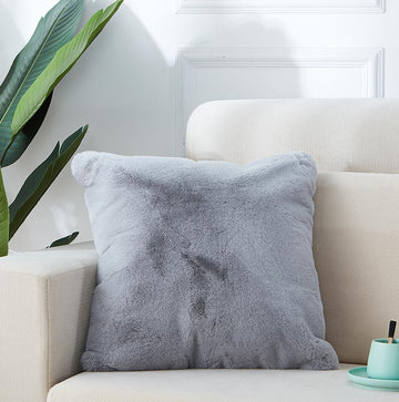 Agnes Luxury Chinchilla Faux Fur Pillow 18 In. X 18 In. Grey Polyester