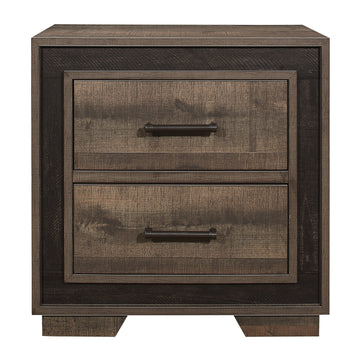 Rustic Style 1Pc Nightstand Two Tone Finish Embossed Faux Wood Bed Side Table Bedroom Furniture Multicolor 2 Drawers Bedroom Wood