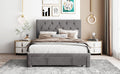 Full Size Storage Bed Velvet Upholstered Platform Bed With A Big Drawer Grey Grey Velvet