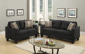 Living Room Furniture 2Pc Sofa Set Black Polyfiber Sofa And Loveseat W Pillows Cushion Couch Black Primary Living Space Cushion Back Contemporary,Modern Rubberwood Square Arms Particle Board 4 Seat