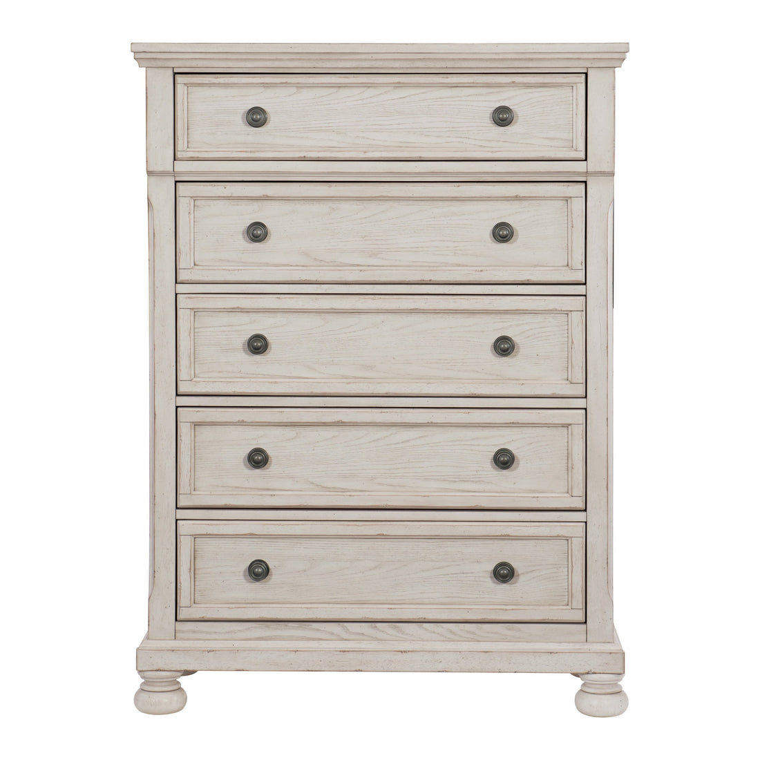 Wire Brushed White Finish 1Pc Chest Of Drawers With Ball Bearing Glides Transitional Bedroom Furniture White Bedroom Wood