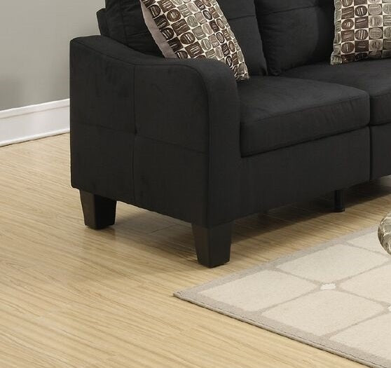Living Room Furniture 2Pc Sofa Set Black Polyfiber Sofa And Loveseat W Pillows Cushion Couch Black Primary Living Space Cushion Back Contemporary,Modern Rubberwood Square Arms Particle Board 4 Seat