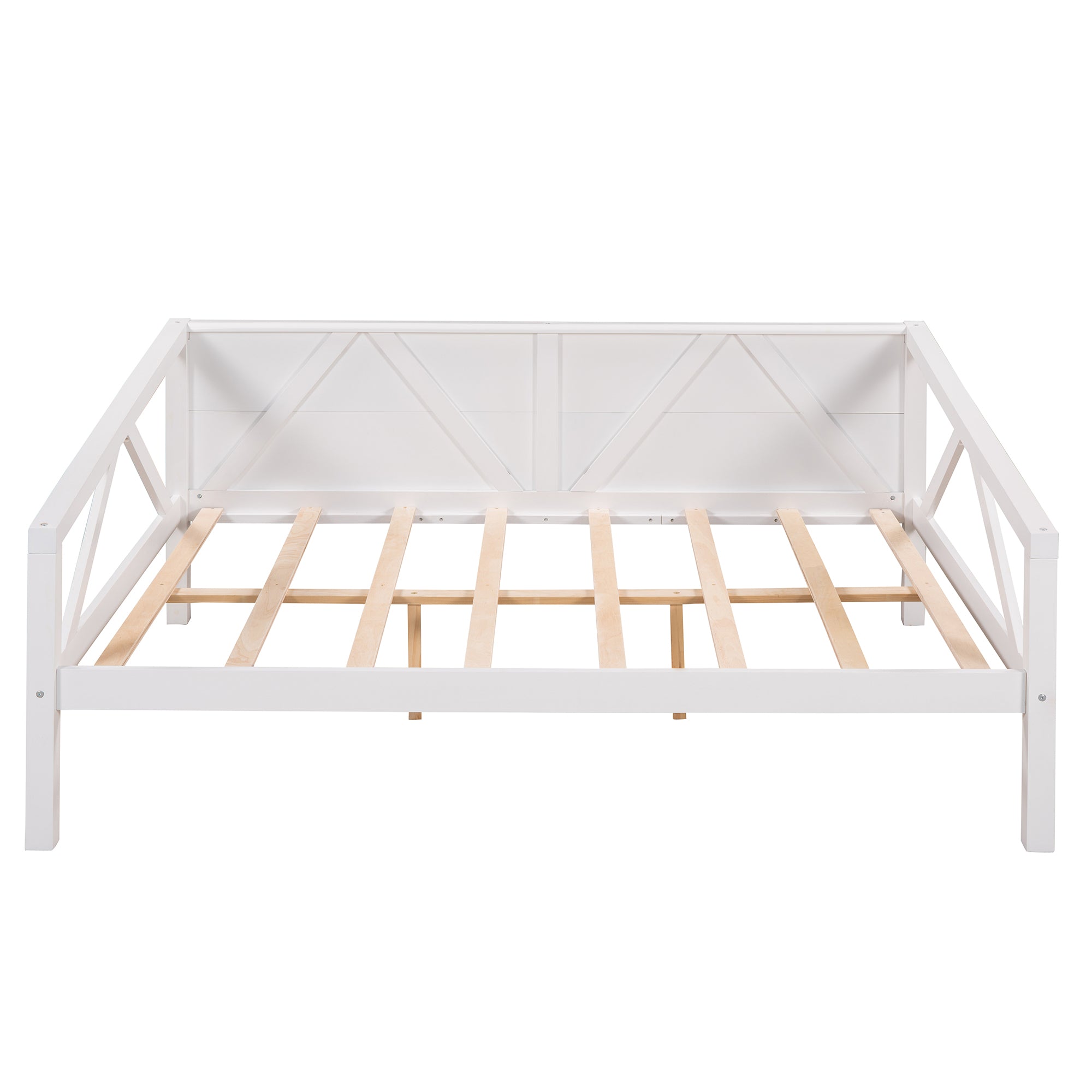 Full size Daybed, Wood Slat Support, White white-solid wood