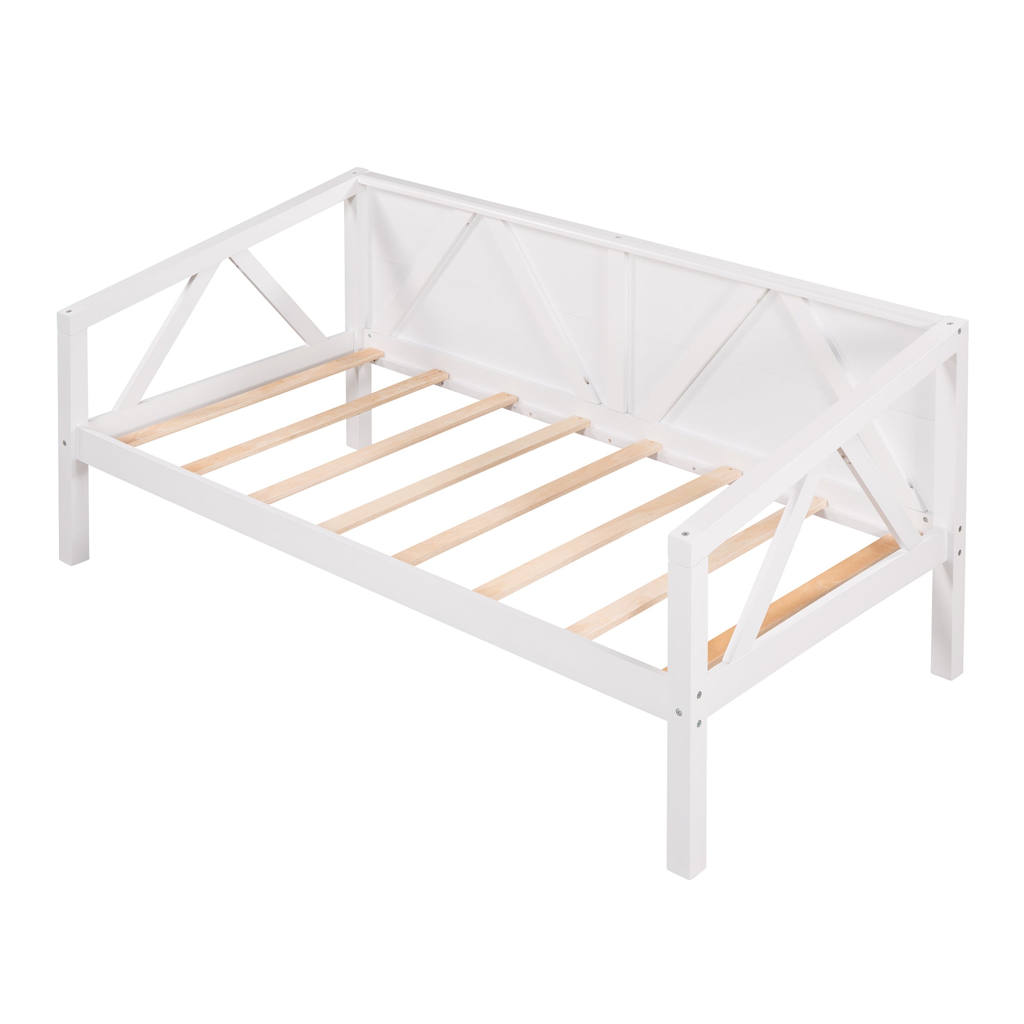 Twin size Daybed, Wood Slat Support, White white-solid wood